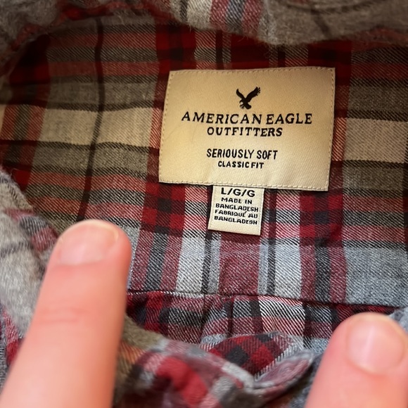 American Eagle Flannel Button Down - Grey and red - Picture 2 of 3